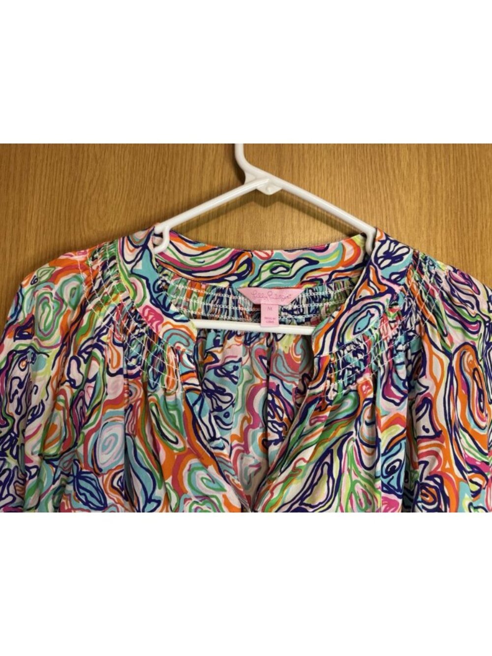 LILLY PULITZER Elsa Silk Top Tunic Blouse Colorful MEDIUM Preppy Quiet Luxury - Picture 7 of 9